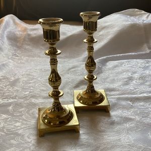 Pair of brass candle stick holders